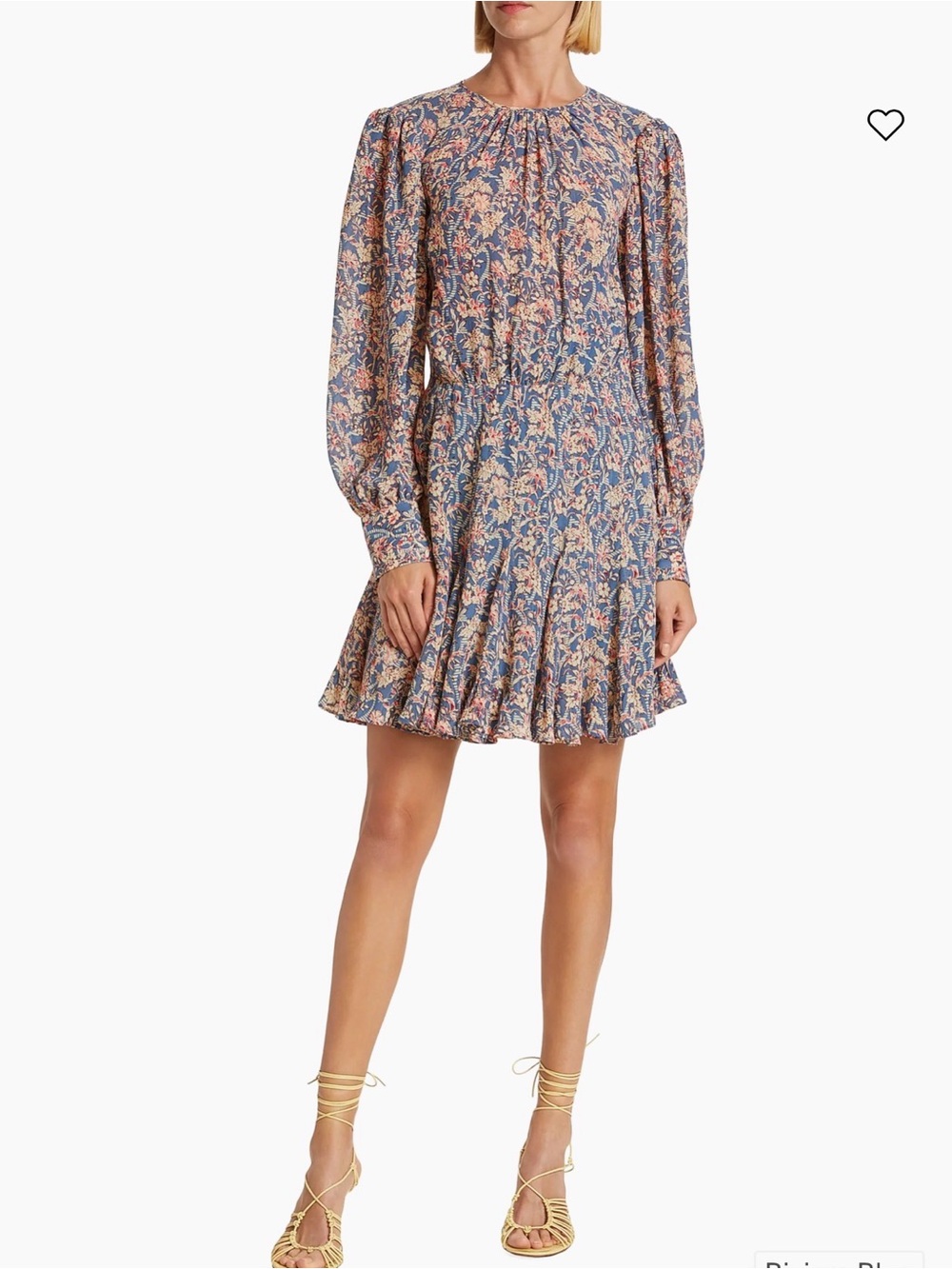 Veronica Beard blue & Pink Floral Long-Sleeve Ruffle Dress- size 6
